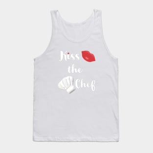 Kiss the Chef (Black with White and Red Letters) Tank Top